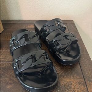 Tory Burch Black Pool Slide Sandals